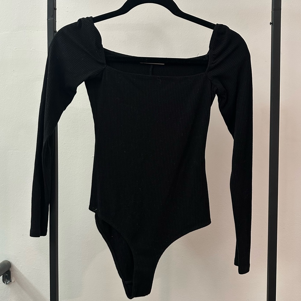 Reformation body suit long sleeve black *ribbed